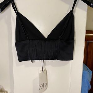 Zara satin black bralette